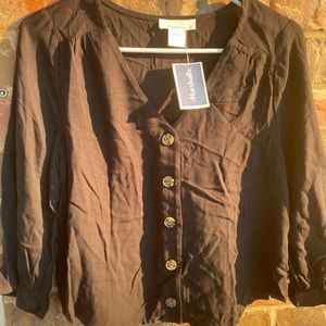 Black Button Up 100% Rayon Size Small